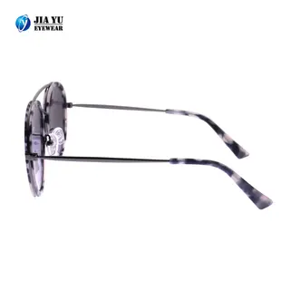 Custom Logo Fashionable Double Bridge Metal Temple Vintage Acetate Sunglasses for men